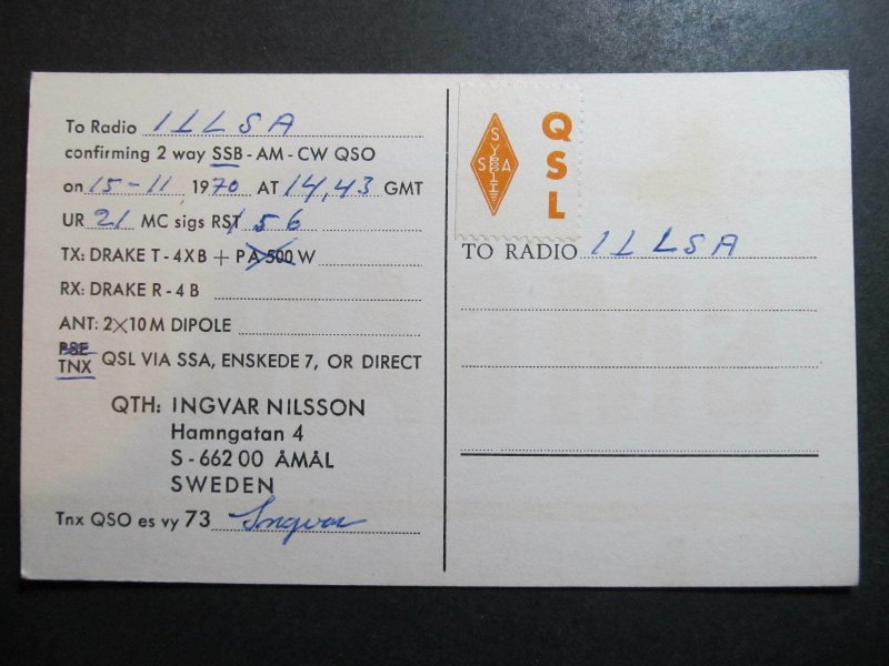 10534 Amateur Radio QSL Card AMAL SWEDEN