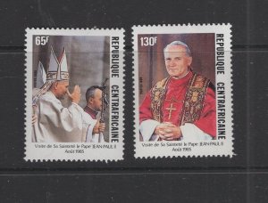 Central Africa #740-41 (1985 Visit of Pope John Paul II set)  VFMNH CV $3.75