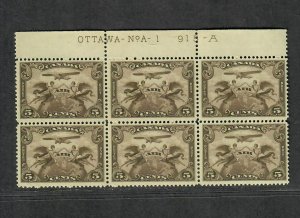 Canada Sc#c1 M/NH/F-VF+, Plate Block #1, Cv. $225