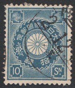 JAPAN 1899 Sc 103  10s Chrysanthemum Used VF, part cancel