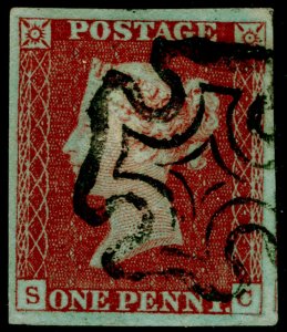 SG8, 1d red-brown PLATE 35, VERY FINE USED. Cat £65. 4 MARGINS. SC 