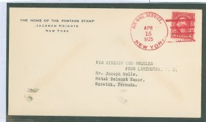 US 554 1925 2c Washington Fourth Bureau (proper franking) air mail service, New York to Hamilton, Bermuda via Los Angeles Zepp