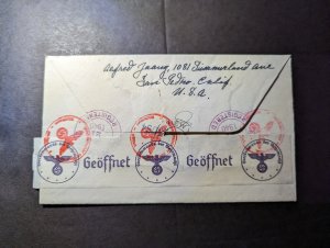 1940 Censored Registered USA Airmail Cover San Pedro CA to Oslo Norway