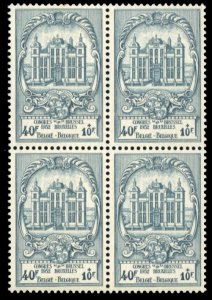 Belgium #B514 Cat$560, 1952 UPU, block of four, never hinged