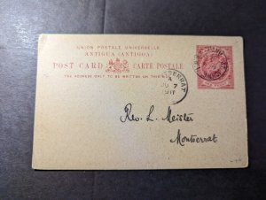 1911 British Antigua Postcard Cover St Johns BWI to Montserrat