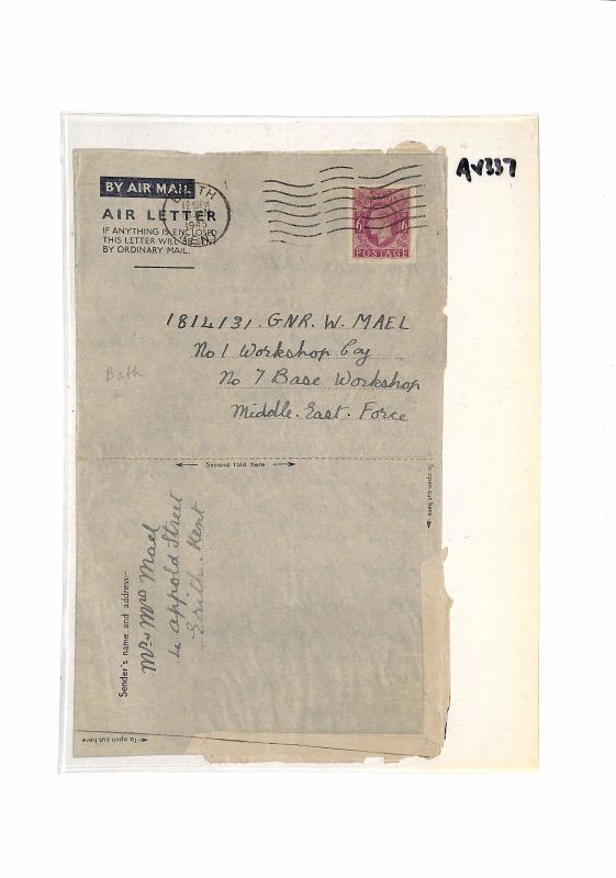 AV337 WW2 1945 KGVI GB Postal Stationery Air Letter 