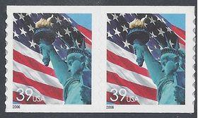 Scott 3981 39c Flag and Statue of Liberty Coil Pair 2006 Mint NH