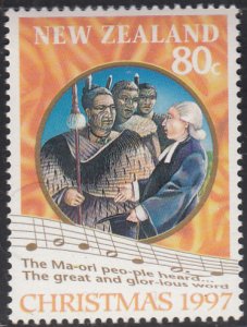 New Zealand 1997 MNH Sc 1454 80c Marsden, Chiefs Music notes, words Christmas