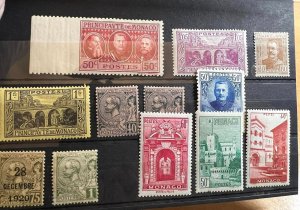 MONACO Early/Mid Mainly MNH +Misperf Wing Margin Imperf (12 Items) (HOL-14)