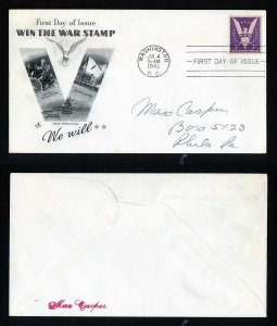 # 905 First Day Cover addressed with Artcraft cachet dated 7-4-1942