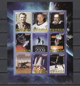 Rwanda, 2009 Cinderella issue. Universe-Space, IMPERF sheet of 8 + Label. 