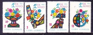 Cuba 1104-07 MNH 1968 Labor Day Flowers & Symbols of Industry Set of 4