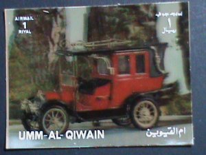 ​UMM AL QIWAIN AIRMAIL 1971  ANTIQUE CLASSIC OLD CAR-MNH- SPECIAL 3D S/S SHEET