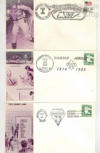 BOY SCOUTS 1980s LOT OF 5 DIFFERENT USA CACHETS & PICTORIAL CANCELS Free Ship