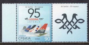 1858 - SERBIA 2022 - 95 Years Air Serbia - MNH Set + Label 