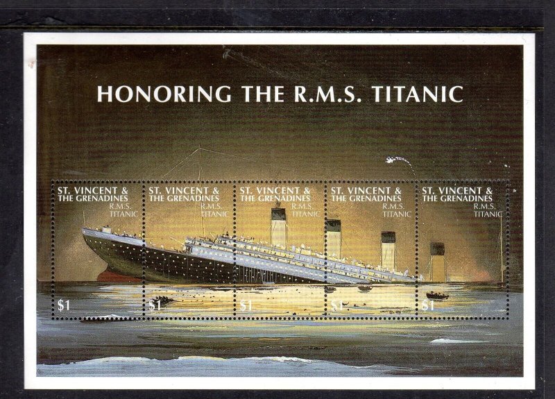 ST. VINCENT GRENADINES 1997 TITANIC MINT VF NH O.G SHEET5 (5STVG)