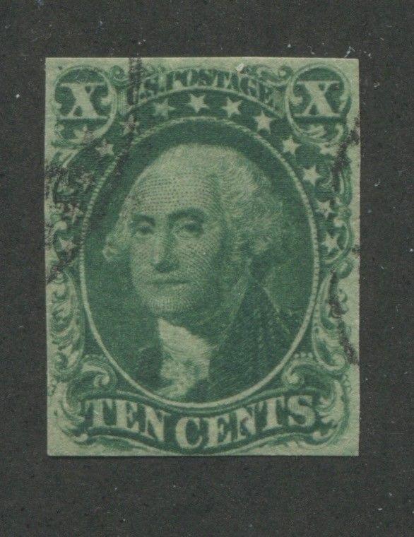 1855 US Stamp #14 10c Used VF Imperf Catalogue Value $175