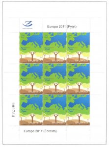 2011 EUROPA CEPT Albania, 1 Minisheet of 9 sets, The Forests, MNH **