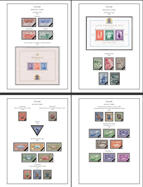 ICELAND STAMP ALBUM PAGES 1873-2011 (159 color illustrated pages)