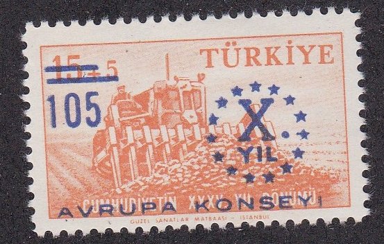 Turkey # 1440, Council of Europe 10th Anniversasry, NH, 1/2 Cat.