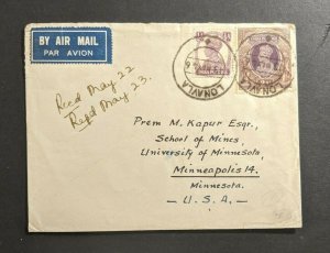 1946 Lonavla India Airmail Cover to Minneapolis MN USA