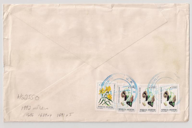 ARGENTINA: ca 1992 Inflation cover w #1691 x5 and more! Large size . . .