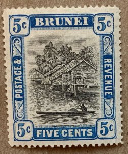Brunei 1907 5c grey-black & blue. Unused. Scott 21, CV $60.00. SG 27
