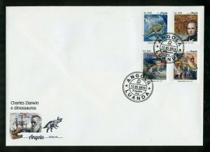 ANGOLA 2019 CHARLES DARWIN AND DINOSAURS SET FIRST DAY COVER