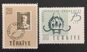 Turkey 1957 #1248-9, Academy of the Arts 75th Anniversary, MNH.