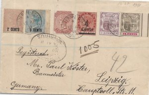 1911 Mauritius to Leipzig, Germany Registered (65539)