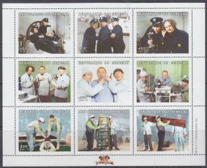 SENEGAL Sc # 1433  MNH SHEET of 9 DIFF  of THE THREE STOOGES