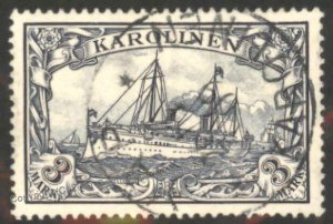 Germany 1909 YAP Carolines Karolinen Mi18 Yacht 3 Mark Used 102050