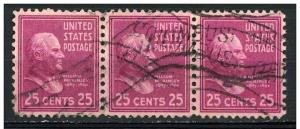 USA 1938 - Scott 829 strip of 3 used - 25c William McKinley 