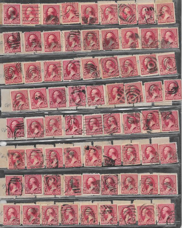 219 D Used 2c. Washingtion, Bulk lot of 864 Stamps, scv: $4,752