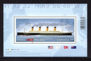 Canada. 2012  Souvenir Sheet MNH. Titanic 1912-2012. Sc# 2535.
