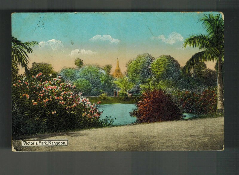 1945 Rangoon Burma Picture Postcard Cover to London England Victoria Park