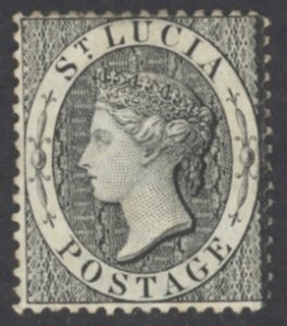St. Lucia Sc# 7 MH 1864 1p black Queen Victoria