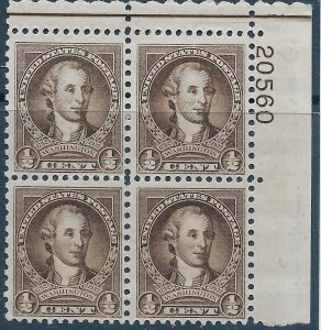 US 1932 Sc. 704 Plate Block NH