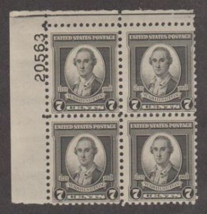 U.S. Scott #712 Washington Stamps - Mint Plate Block