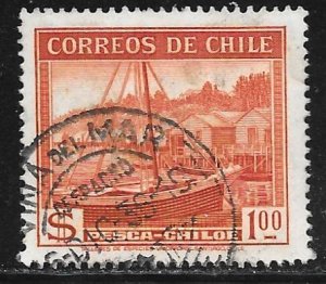 Chile 205: 1p Calbuco (fishing boat), used, F-VF