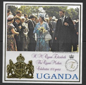 UGANDA SGMS2071 1999 QUEEN MOTHER'S 100 BIRTHDAY SHEETLET MNH