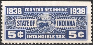 SRS IN D42 5¢ Indiana Intangible Tax Revenue Stamp (1938) MNH