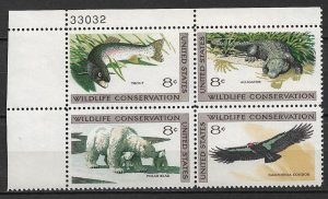 1971 USA 1427-30 Wildlife Conservation MNH PB4