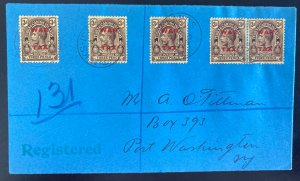 1920 Turks & Caicos Island Registered Cover To Port Washington USA Tax War Stamp