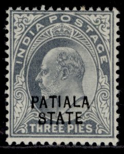 INDIAN STATES - Patiala EDVII SG35, 3p pale grey, M MINT.