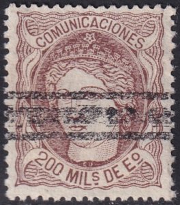 Spain 1870 Sc 168 bar cancel (barrados)