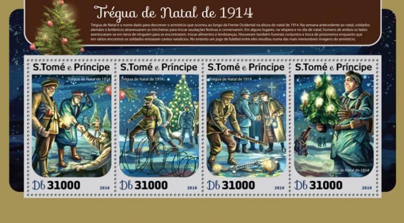 SAO TOME E PRINCIPE 2016 SHEET CHRISTMAS TRUCE FIRST WORLD WAR WWI st16416a
