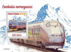 St Thomas - 2020 Norwegian Trains - Stamp Souvenir Sheet - ST200529b