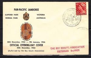 Australia, 30/DEC/55 cancel. Opening Day, Scout cancel on Envelope.