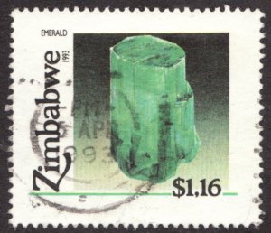 Scarce : 1993 Zimbabwe - Sc #681 - $1.16 Gem Stone Emerald - Used stamp Cv$5.75